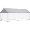 Outdoor Dog Kennel w/ Adjustable & Rotatable Bowl Rack, Waterproof UV-Resistant Cover, Secure Lock, 19.7' x 7.5' x 7.5'