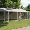 Dog Cage with Roof and Doors Gray 26.2'x6.6'x6.6'Galvanized Steel