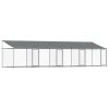 Dog Cage with Roof and Doors Gray 26.2'x6.6'x6.6'Galvanized Steel