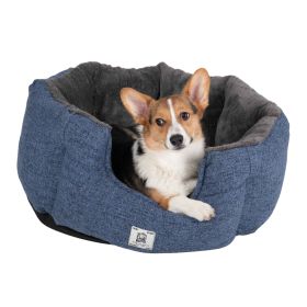 DGS Pet Products Chill Kuzzi FIR Round Bed Small Grey 23" x 23" x 12" (Color: Blue, SIZE: medium)